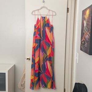 Nicole Miller Colorful Abstract Chiffon Maxi Dress